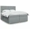 Image de Sommier    Lattes De Lit Avec Matelas Gris Clair 200x200cm Tissu Vidaxl