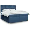 Image de Sommier À Lattes De Lit Avec Matelas Bleu 200x200 Cm Tissu Vidaxl