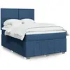 Image de Sommier À Lattes De Lit Avec Matelas Bleu 140x200 Cm Tissu Vidaxl
