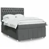 Image de Sommier À Lattes De Lit Avec Matelas Gris Foncé 140x200cm Tissu Vidaxl