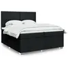 Image de Sommier À Lattes De Lit Avec Matelas Noir 200x200 Cm Tissu Vidaxl