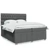 Image de Sommier À Lattes De Lit Avec Matelas Gris Foncé 200x200cm Tissu Vidaxl