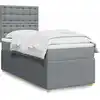 Image de Sommier À Lattes De Lit Avec Matelas Gris Clair 80x200 Cm Tissu Vidaxl