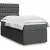 Image de Sommier À Lattes De Lit Avec Matelas Gris Foncé 90x200 Cm Tissu Vidaxl