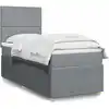Image de Sommier À Lattes De Lit Avec Matelas Gris Clair 100x200cm Tissu Vidaxl