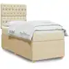 Image de Sommier À Lattes De Lit Avec Matelas Crème 100x200 Cm Tissu Vidaxl