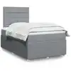Image de Sommier À Lattes De Lit Avec Matelas Gris Clair 120x200cm Tissu Vidaxl