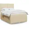 Image de Sommier À Lattes De Lit Avec Matelas Crème 140x190 Cm Tissu Vidaxl