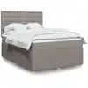 Image de Sommier À Lattes De Lit Avec Matelas Taupe 140x190 Cm Tissu Vidaxl