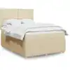 Image de Sommier À Lattes De Lit Avec Matelas Crème 140x200 Cm Tissu Vidaxl