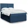 Image de Sommier À Lattes De Lit Avec Matelas Bleu 140x200 Cm Tissu Vidaxl