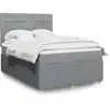 Image de Sommier À Lattes De Lit Avec Matelas Gris Clair 140x200cm Tissu Vidaxl