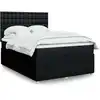 Image de Sommier À Lattes De Lit Avec Matelas Noir 140x200 Cm Tissu Vidaxl