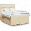 Image de Sommier À Lattes De Lit Avec Matelas Crème 140x200 Cm Tissu Vidaxl