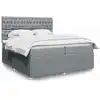 Image de Sommier    Lattes De Lit Avec Matelas Gris Clair 200x200cm Tissu Vidaxl