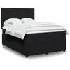 Image de vidaXL Sommier à lattes de lit avec matelas Noir 140x190 cm Velours lit lit à plate-forme lit à panneaux 3292330