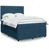 Image de Sommier À Lattes De Lit Et Matelas Bleu Foncé 140x190cm Velours Vidaxl