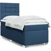 Image de Sommier À Lattes De Lit Avec Matelas Bleu 90x200 Cm Tissu Vidaxl