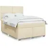 Image de Sommier À Lattes De Lit Avec Matelas Crème 140x190 Cm Tissu Vidaxl