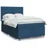 Image de Sommier À Lattes De Lit Avec Matelas Bleu 140x190 Cm Tissu Vidaxl