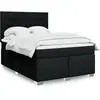 Image de Sommier À Lattes De Lit Avec Matelas Noir 140x190 Cm Tissu Vidaxl