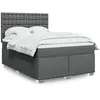 Image de Sommier À Lattes De Lit Avec Matelas Gris Foncé 140x190cm Tissu Vidaxl