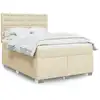 Image de Sommier À Lattes De Lit Avec Matelas Crème 140x190 Cm Tissu Vidaxl