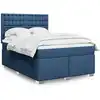 Image de Sommier À Lattes De Lit Avec Matelas Bleu 140x190 Cm Tissu Vidaxl