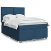 Image de Sommier À Lattes De Lit Avec Matelas Bleu 140x200 Cm Tissu Vidaxl