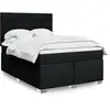 Image de Sommier À Lattes De Lit Avec Matelas Noir 140x200 Cm Tissu Vidaxl