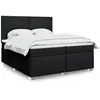 Image de Sommier À Lattes De Lit Avec Matelas Noir 200x200 Cm Tissu Vidaxl