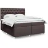 Image de Sommier À Lattes De Lit Avec Matelas Marron Foncé 200x200 Cm Vidaxl