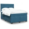 Image de vidaXL Sommier à lattes de lit et matelas bleu 140x190 cm velours lit lit à plate-forme lit à panneaux 3293222