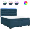 Image de Sommier À Lattes De Lit Et Matelas Bleu 200x200 Cm Velours Vidaxl