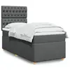 Image de Sommier À Lattes De Lit Avec Matelas Gris Foncé 100x200cm Tissu Vidaxl