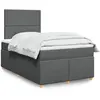 Image de Sommier À Lattes De Lit Avec Matelas Gris Foncé 120x190cm Tissu Vidaxl
