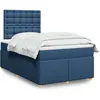 Image de Sommier À Lattes De Lit Avec Matelas Bleu 120x190 Cm Tissu Vidaxl