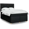 Image de Sommier À Lattes De Lit Avec Matelas Noir 140x190 Cm Tissu Vidaxl
