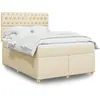 Image de Sommier À Lattes De Lit Avec Matelas Crème 140x190 Cm Tissu Vidaxl