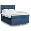 Image de Sommier À Lattes De Lit Avec Matelas Bleu 140x190 Cm Tissu Vidaxl