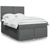 Image de Sommier À Lattes De Lit Avec Matelas Gris Foncé 140x200cm Tissu Vidaxl