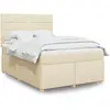 Image de Sommier À Lattes De Lit Avec Matelas Crème 140x200 Cm Tissu Vidaxl