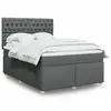 Image de Sommier À Lattes De Lit Avec Matelas Gris Foncé 140x200cm Tissu Vidaxl