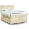 Image de Sommier À Lattes De Lit Avec Matelas Crème 140x200 Cm Tissu Vidaxl