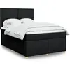 Image de Sommier À Lattes De Lit Avec Matelas Noir 160x200 Cm Tissu Vidaxl