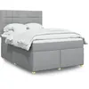 Image de Sommier À Lattes De Lit Avec Matelas Gris Clair 160x200cm Tissu Vidaxl