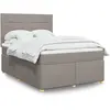 Image de Sommier À Lattes De Lit Avec Matelas Taupe 160x200 Cm Tissu Vidaxl