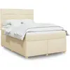 Image de Sommier À Lattes De Lit Avec Matelas Crème 160x200 Cm Tissu Vidaxl