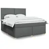 Image de Sommier À Lattes De Lit Avec Matelas Gris Foncé 180x200cm Tissu Vidaxl