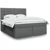 Image de Sommier À Lattes De Lit Avec Matelas Gris Foncé 180x200cm Tissu Vidaxl